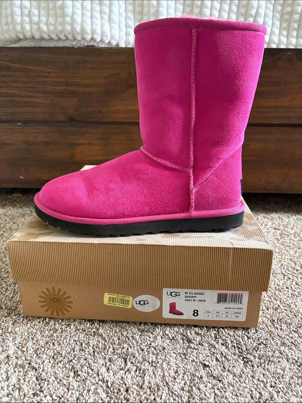 UGG Classic Short Boots in Hot Pink Suede